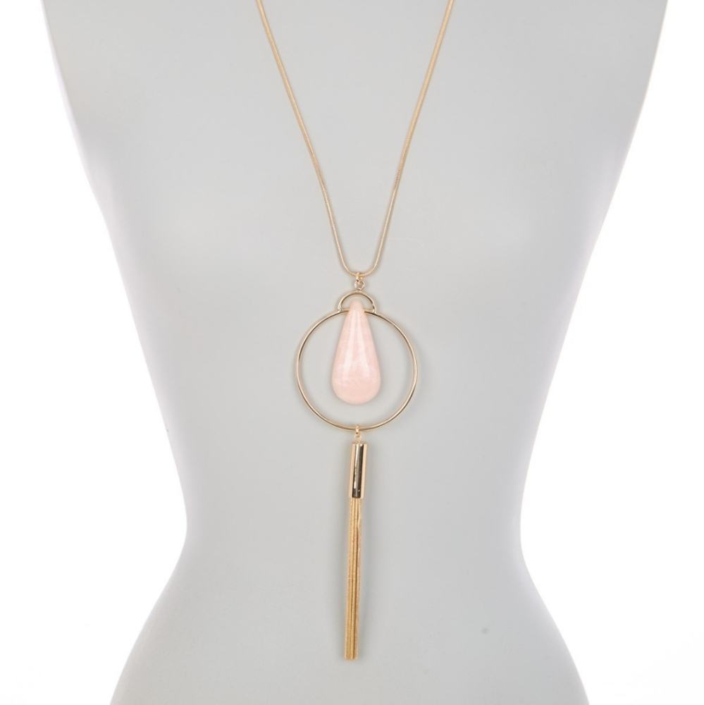 Trina Turk Circle Gem Tassel Necklace - Picture 2 of 7